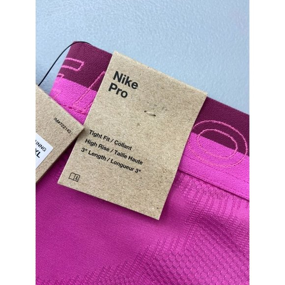 Nike Pro women's XXL pink tight fit compression high rise shorts with pockets - Picture 6 of 6